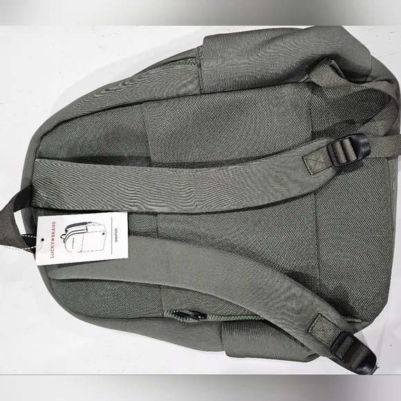 Lucky Brand Sage Green/ Army Neoprene Large Laptop Backpack Travel Bag NEW - Picture 2 of 7